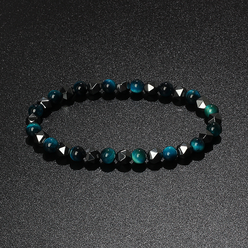Yoga Fitness Tracker - Natural Tiger Eye Facted Hematite Bracelet
