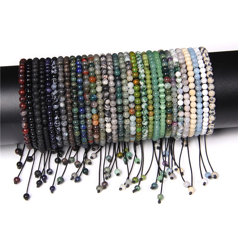 Yoga Fitness Tracker - 4mm Natural Stone Beads Braied Bracelet