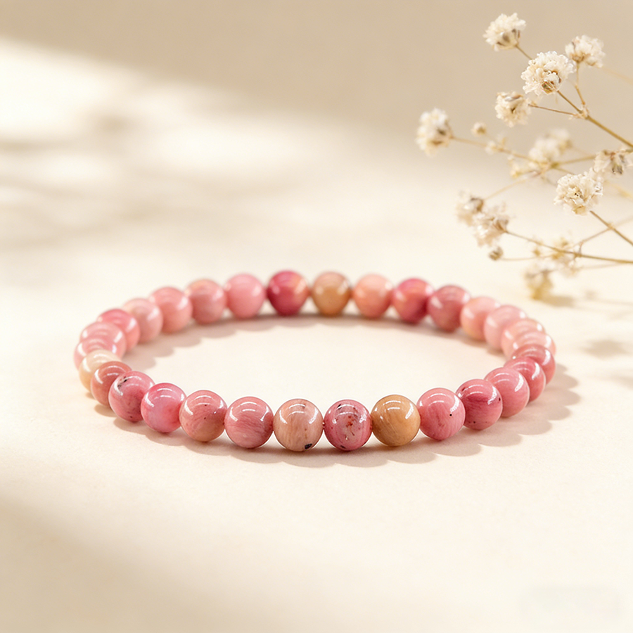 Yoga Fitness Tracker - 6MM Red Wood Bead Bracelet Natural