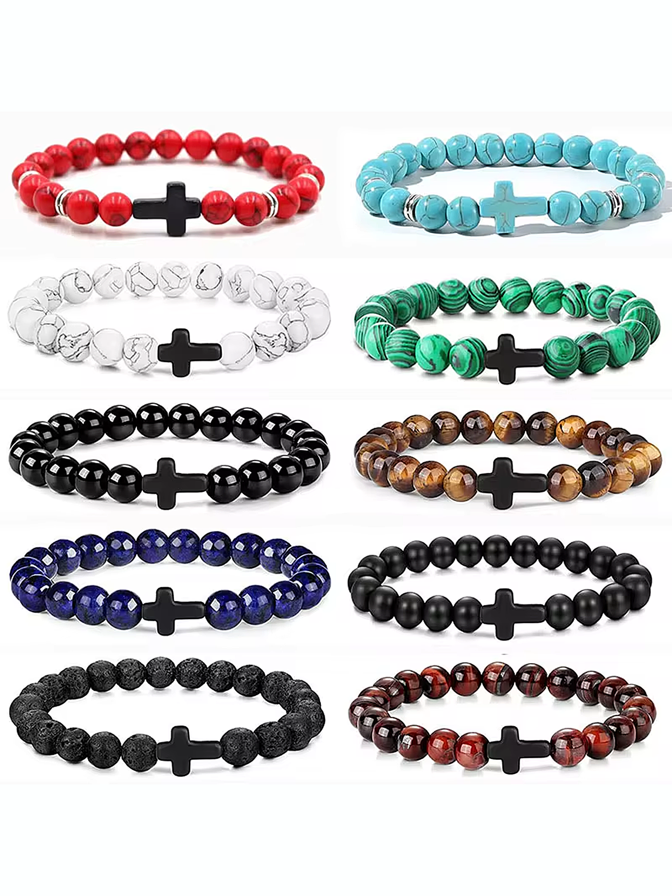 Yoga Fitness Tracker - Prayer Men Natural Stone Wood Beads